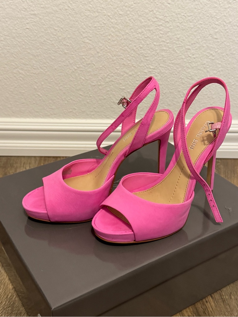 Gianni Bini Hot Pink Open-Toe Slingback Heels